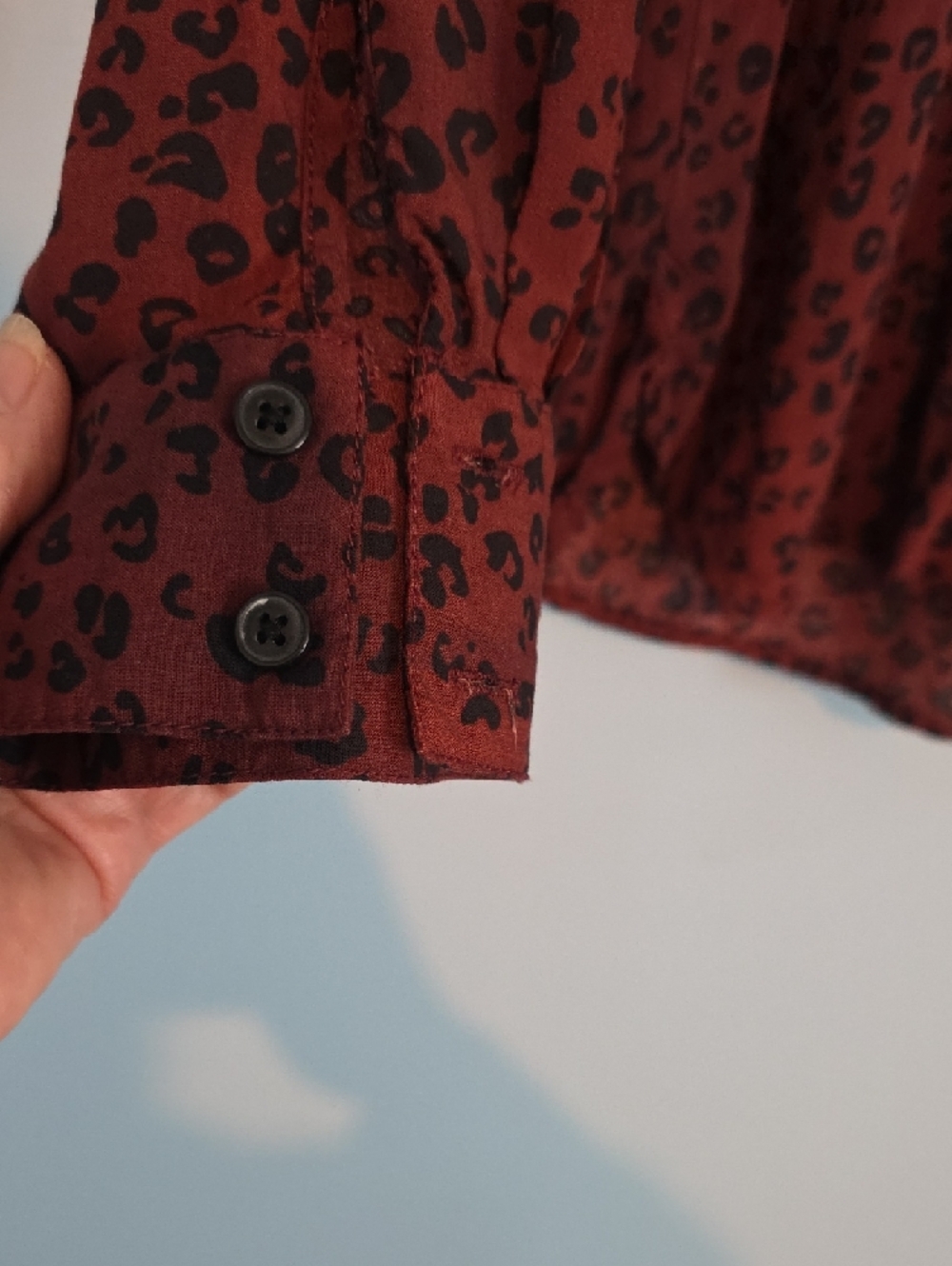 Lola River Women's Rust Leopard Button-Down Blouse - Picture 4 of 4